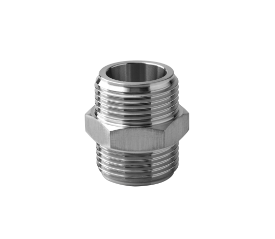Hexagonal nipple in stainless steel