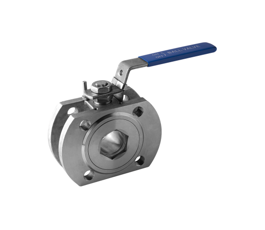 Wafer ball valve with flange connections
